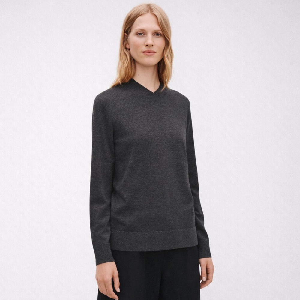 COS Merino Wool Jumper Bomber Collar Gray | XS | NWT |Minimalist